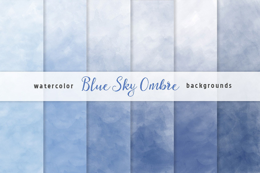 Blue Ombre Watercolor Backgrounds