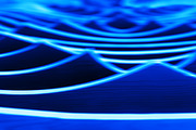 Horizontal vivid blue abstract tidal waves background backdrop