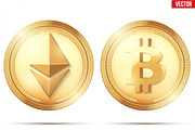 Cryptocurrency Gold coin set