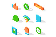 Bright isolated icons used in social media set