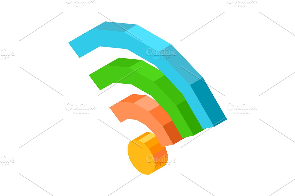 Bright wifi conection icon isolated 3D cartoon illustration in Objects - product preview 8