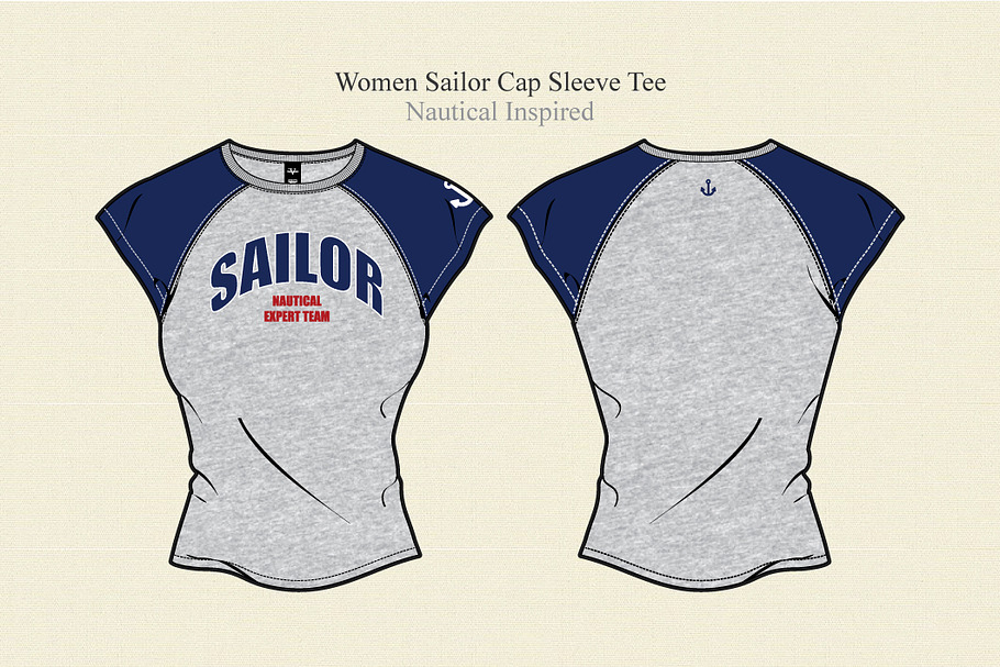 Women Sailor Cap Sleeve Tee