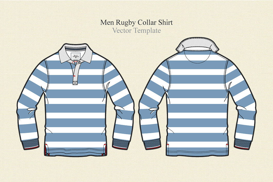 Men Rugby Collar Shirt Vector in Illustrations - product preview 8