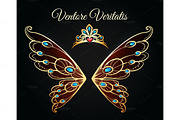 Wings and tiara gold logo