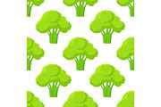 Broccoli Green Head or Flower Bud Seamless Pattern