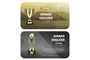 Winner Voucher with Gold Trophy for Victory Vector