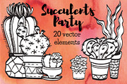 20 Succulents vector clip arts