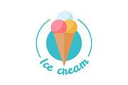 Ice Cream Cone with Colorful Ball Isolated. Vector
