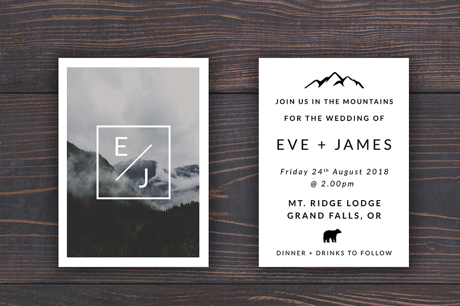 Mountain Wedding Invitation Template in Wedding Templates - product preview 8