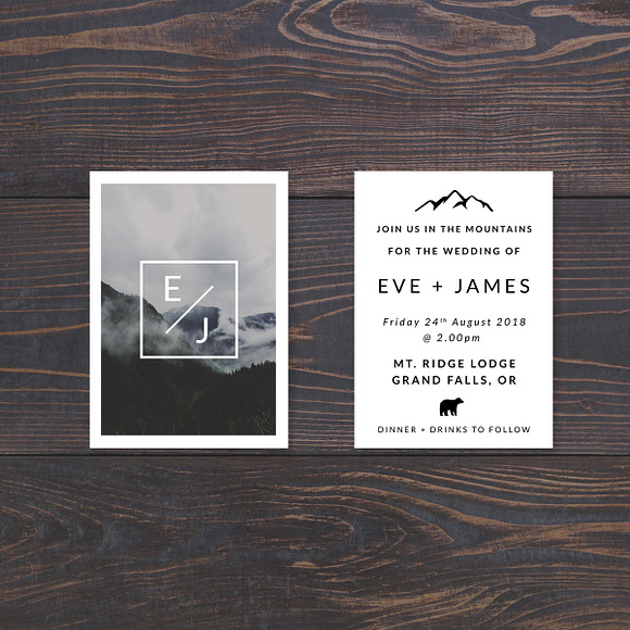 Mountain Wedding Invitation Template in Wedding Templates - product preview 1