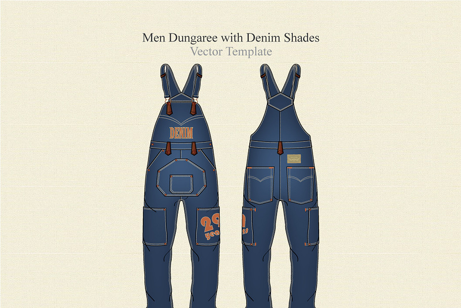 Men Dungaree in Denim Shades in Illustrations - product preview 8