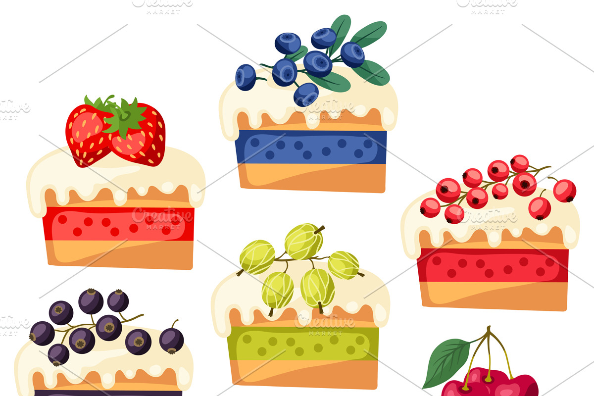 Set of cakes with various filling. in Objects - product preview 8