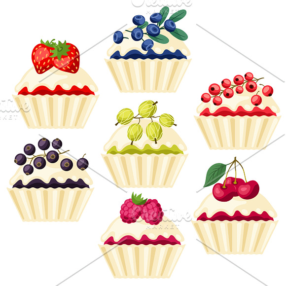 Set of cakes with various filling. in Objects - product preview 1
