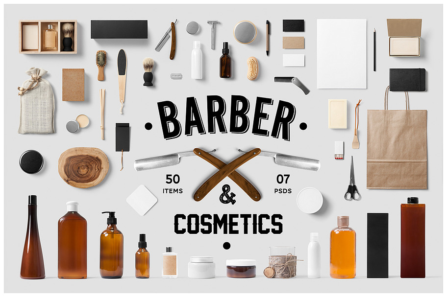 Barber & Cosmetics Branding Mock-Up in Branding Mockups - product preview 8