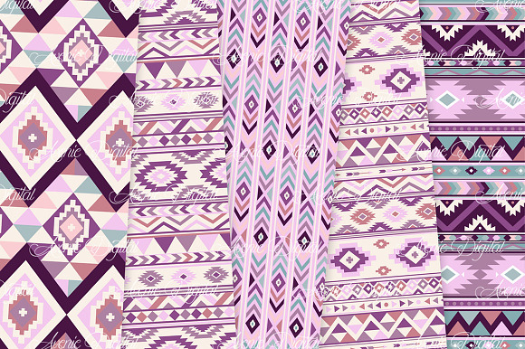 Purple Aztec Digital Paper in Textures - product preview 3