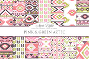 Pink and Green Aztec Digital Paper