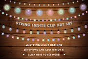 String Lights Clip Art Set