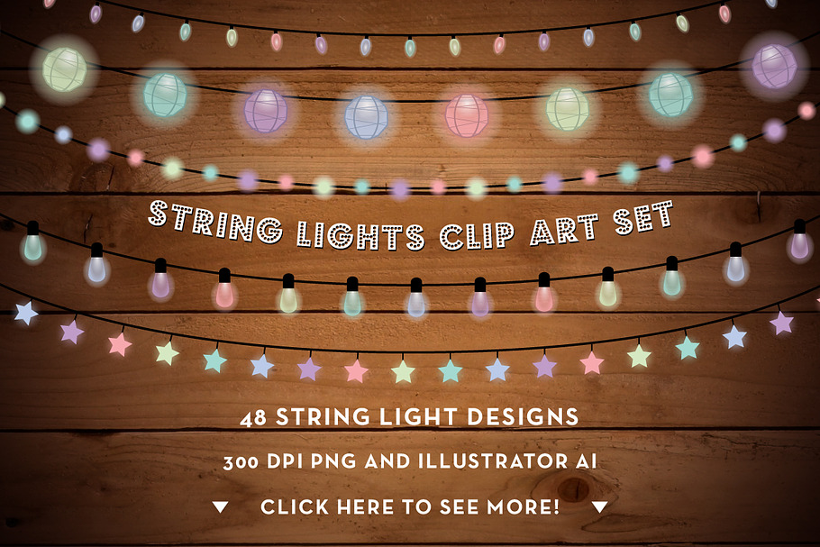 String Lights Clip Art Set in Objects - product preview 8