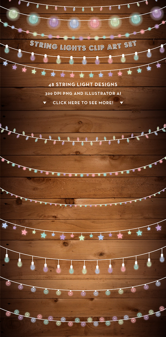 String Lights Clip Art Set in Objects - product preview 1