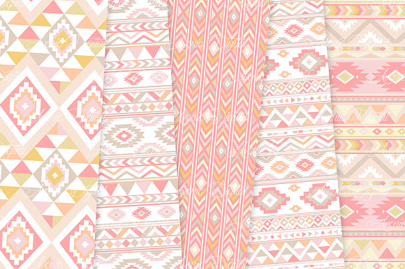 Blush Aztec Digital Paper in Textures - product preview 3