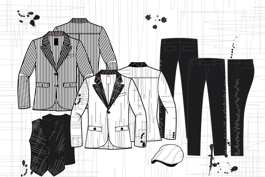 Men Black and White Sport Collection in Illustrations - product preview 8