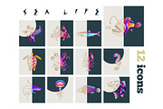 Fish & sea life icons
