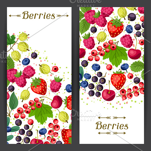 Banners design with berries. in Illustrations - product preview 1