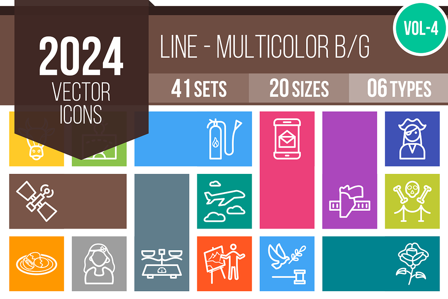 2024 Vector Line Colorful Icons (V4) in Graphics - product preview 8