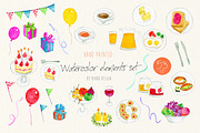 Birthday, breakfast watercolor