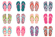 Cute summer flip flops clipart set
