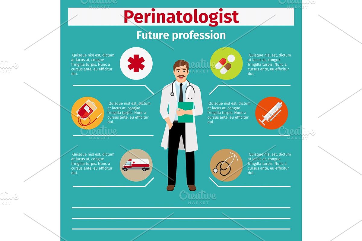 Future profession perinatologist infographic in Objects - product preview 8