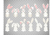 Easter cartoon bunny on transparent background
