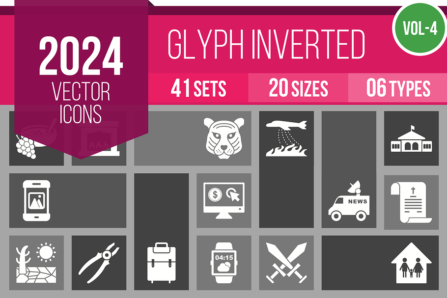 2024 Vector Glyph Inverted Icon (V4) in Graphics - product preview 8