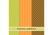 Set of three primitive retro patterns in autumn colors for your decoration