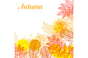 Floral background with stylized autumn foliage. Falling leaves