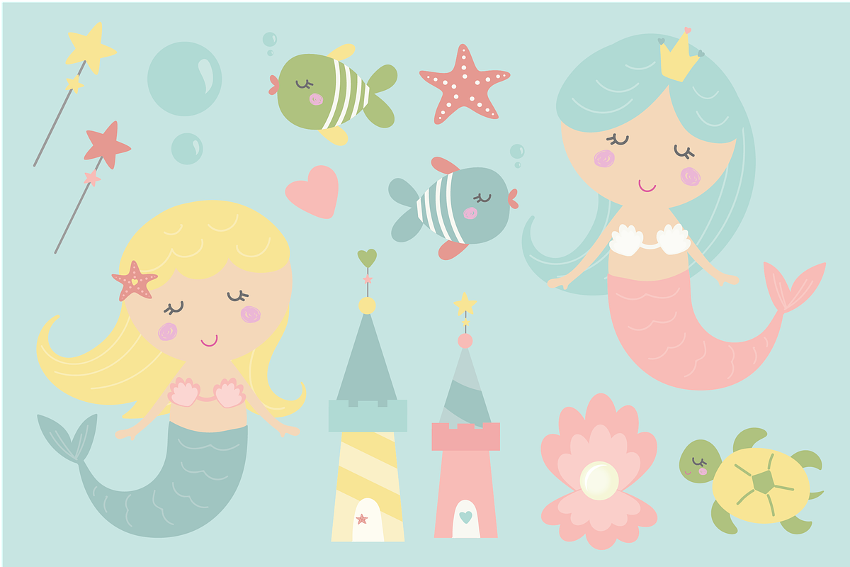 Little mermaids in Illustrations - product preview 8