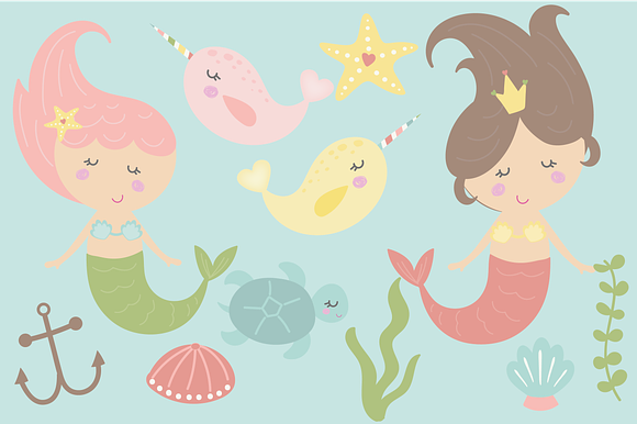 Little mermaids in Illustrations - product preview 1