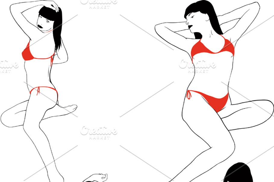 sexy girl in a bathing suit in Illustrations - product preview 8