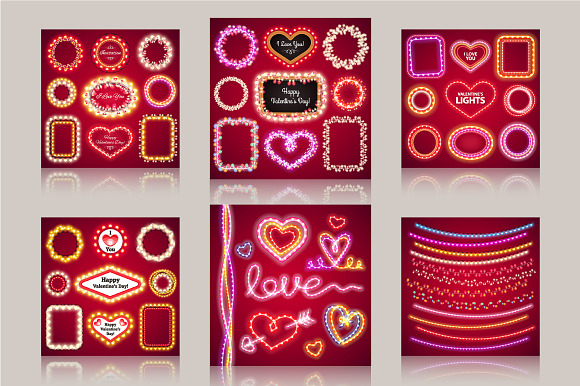 Valentine's Lights Decorations Set in Illustrations - product preview 2