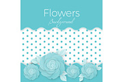 Flowers background with dotted center, paper origami blossoms