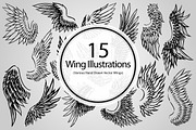 15 Wing Illustrations (Vector)