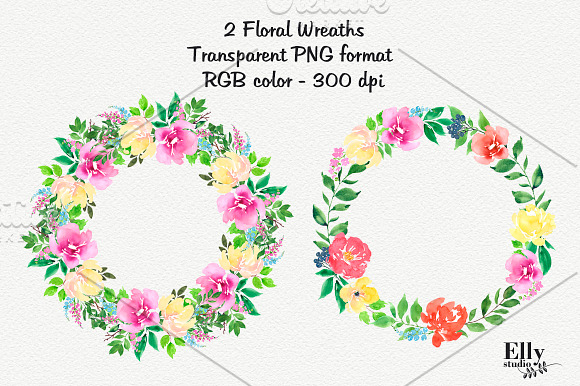 Watercolor Flower Clipart - Bohemian in Illustrations - product preview 2