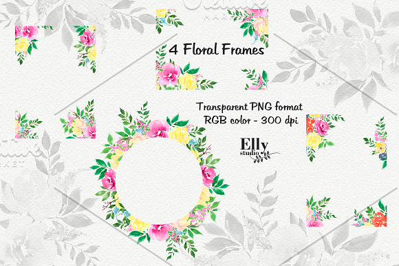 Watercolor Flower Clipart - Bohemian in Illustrations - product preview 3