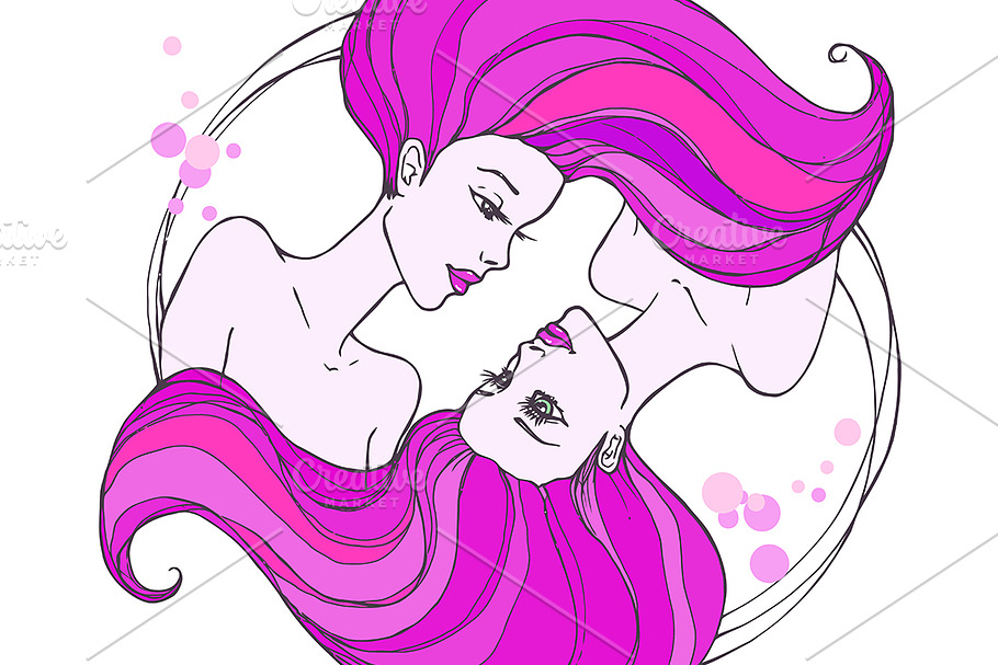 Two beautiful women in Illustrations - product preview 8