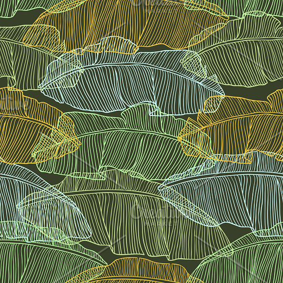 Seamless patterns with palm leaves. in Patterns - product preview 1