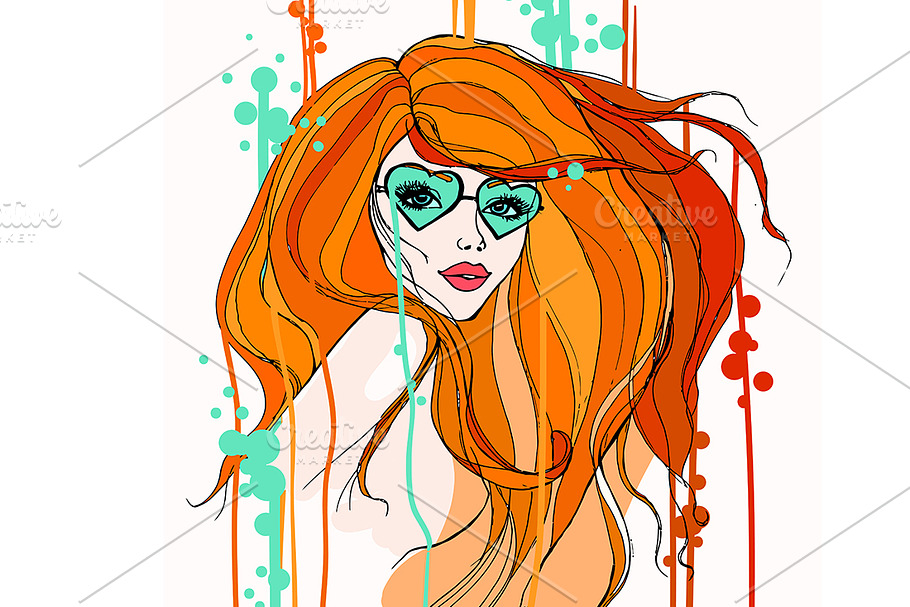 Girl girl with glasses in Illustrations - product preview 8