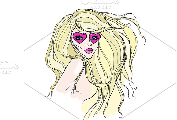 Girl girl with glasses in Illustrations - product preview 1