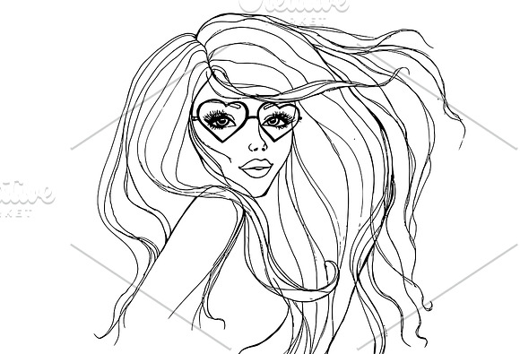 Girl girl with glasses in Illustrations - product preview 2