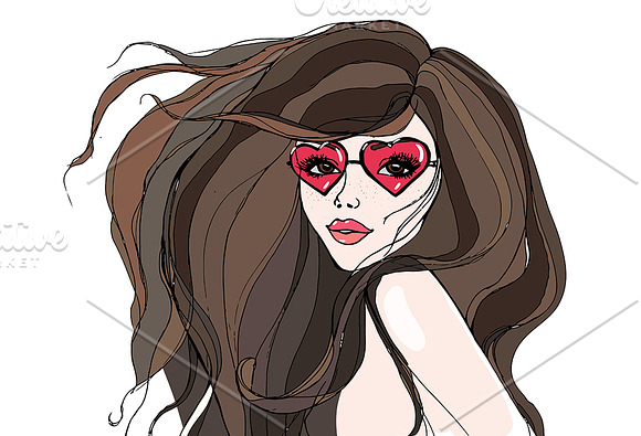 Girl girl with glasses in Illustrations - product preview 3