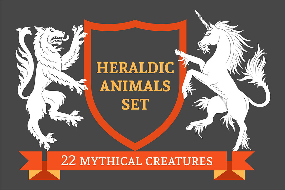 Set Of Heraldic Animals